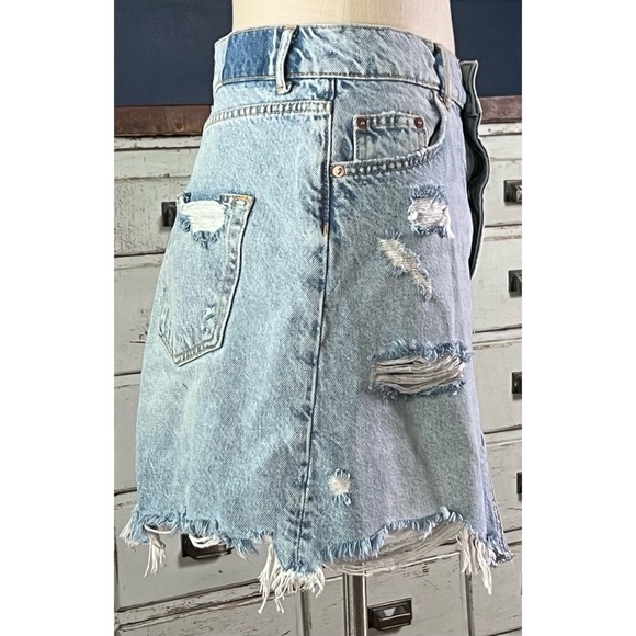 Anthropologie Destroyed Denim Mini Skirt 14 - Picture 10 of 12